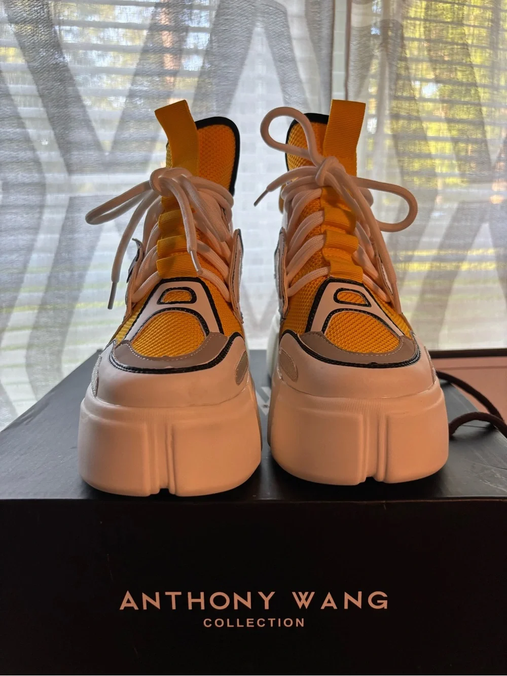 Anthony Wang Yellow & White Platform Sneakers